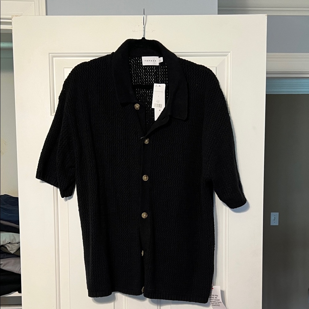 Topman Black Textured Casual Button Down Shirt